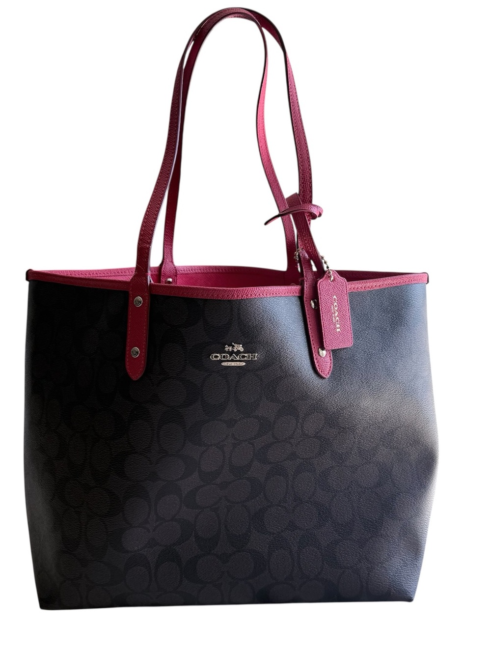 NWT COACH Reversible Signature Tote w attached Zipper Clutch
